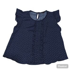 Mine Navy Blue Women Blouse with Dots Size Medium